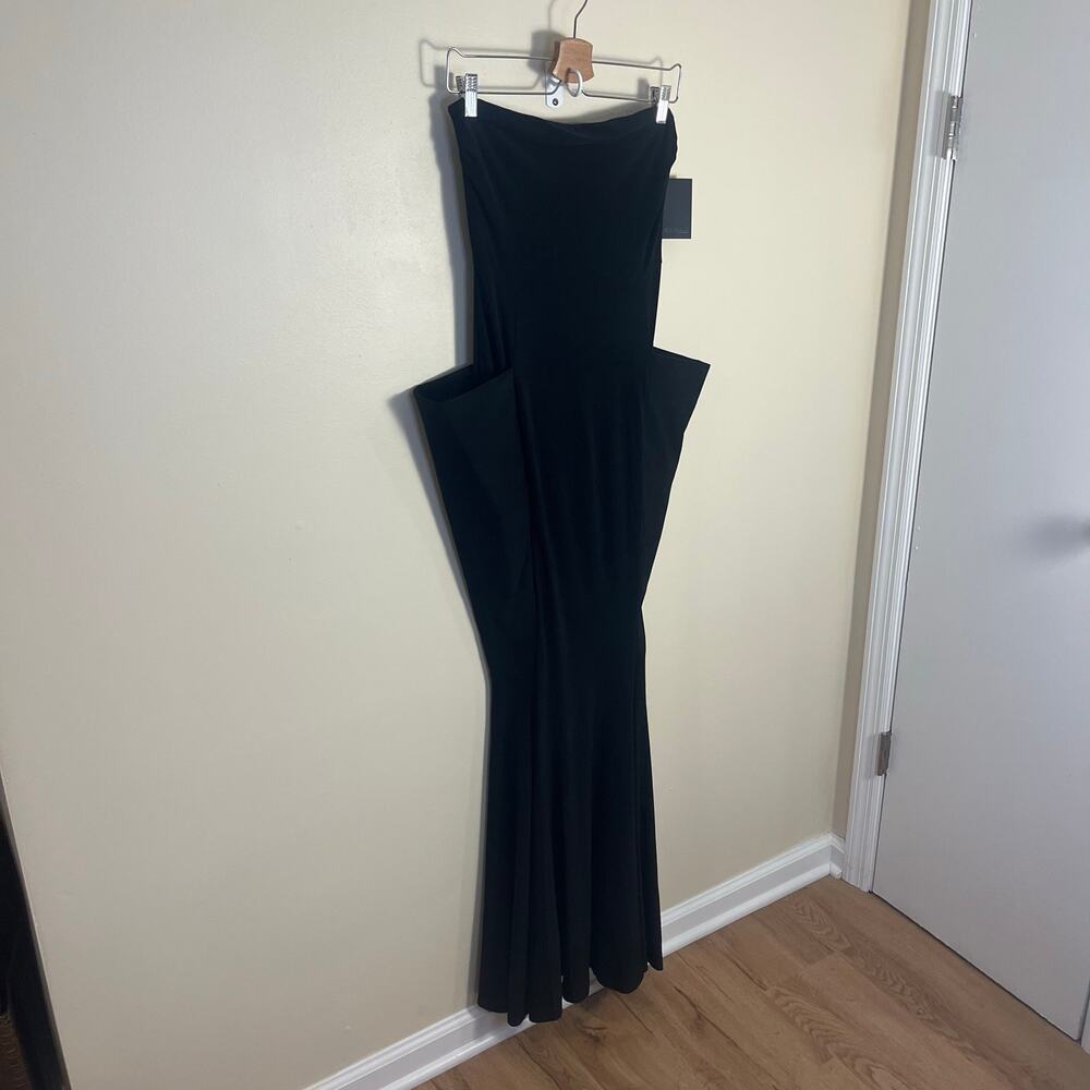 NWT Norma Kamali Strapless Wing Fishtail Gown in Black Size Small - Picture 11 of 12
